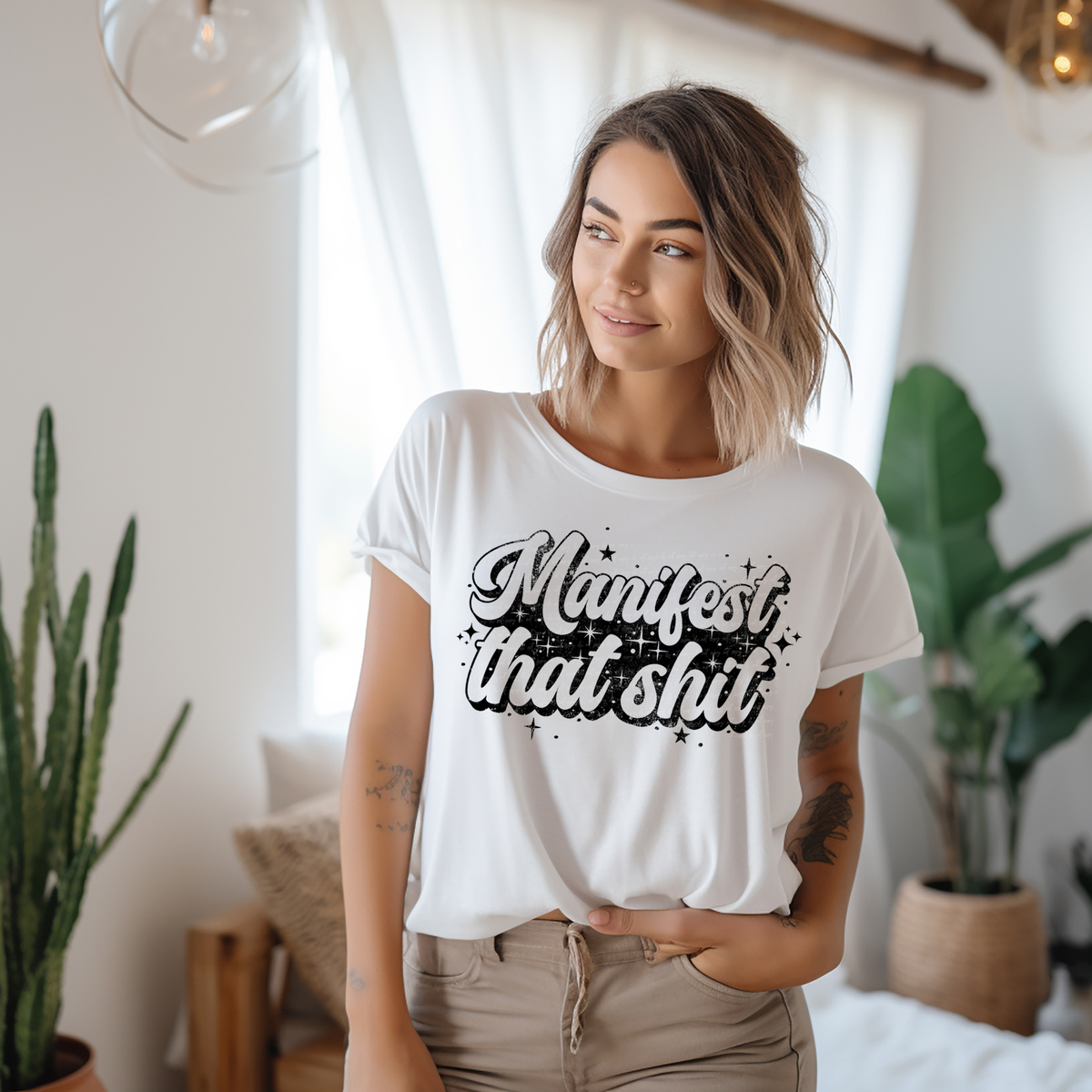 Manifest That Shit Black Grunge 86344 DTF Transfer