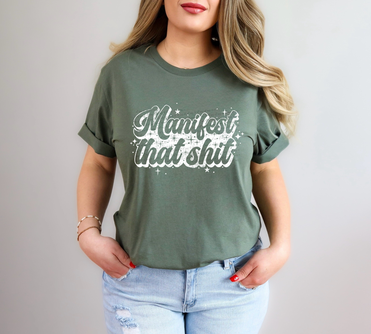 Manifest That Shit White Grunge 86516 DTF Transfer