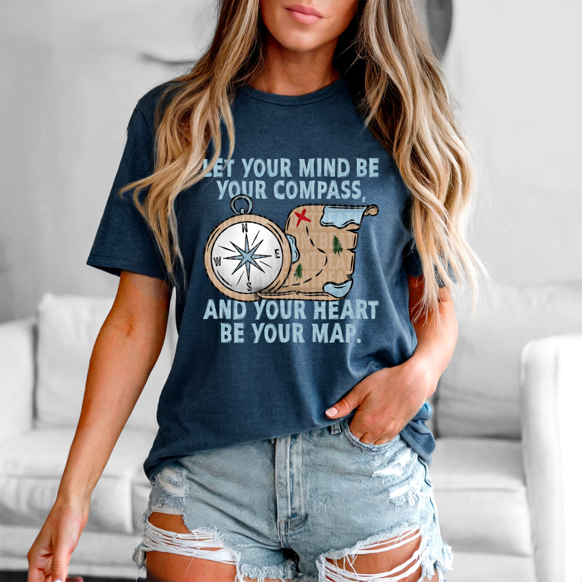 Let Your Mind Be Your Compass And Your Heart Be Your Map 104421 DTF transfer