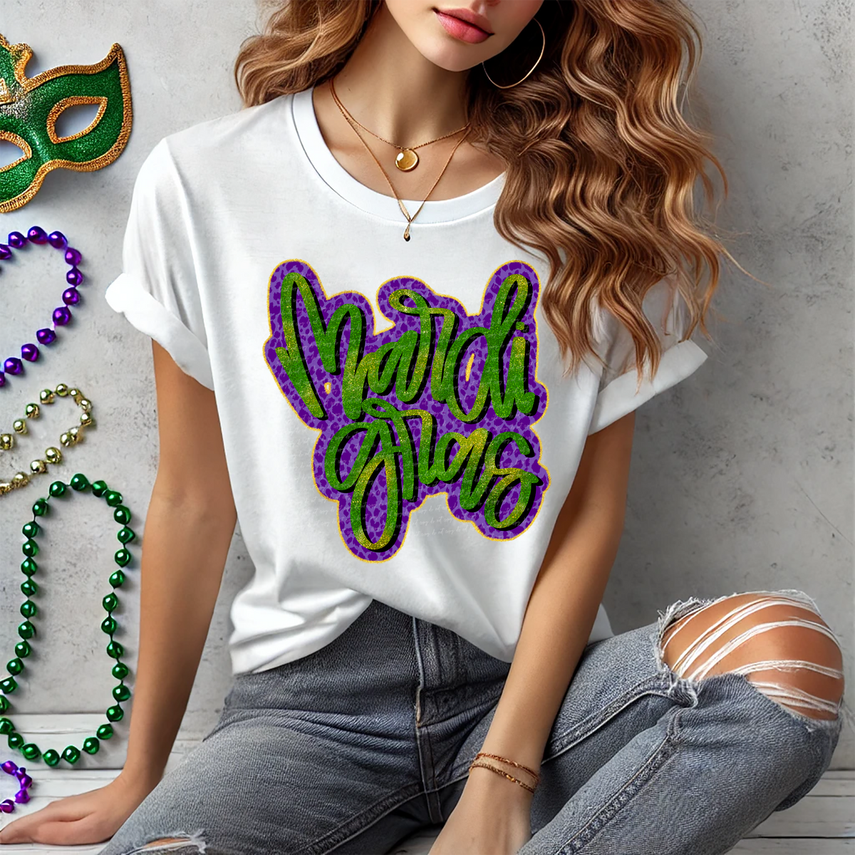 Mardi Gras Green Purple 81927 DTF Transfer