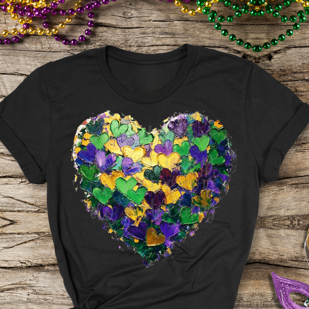 Mardi Gras heart (Parker)  DTF Transfer