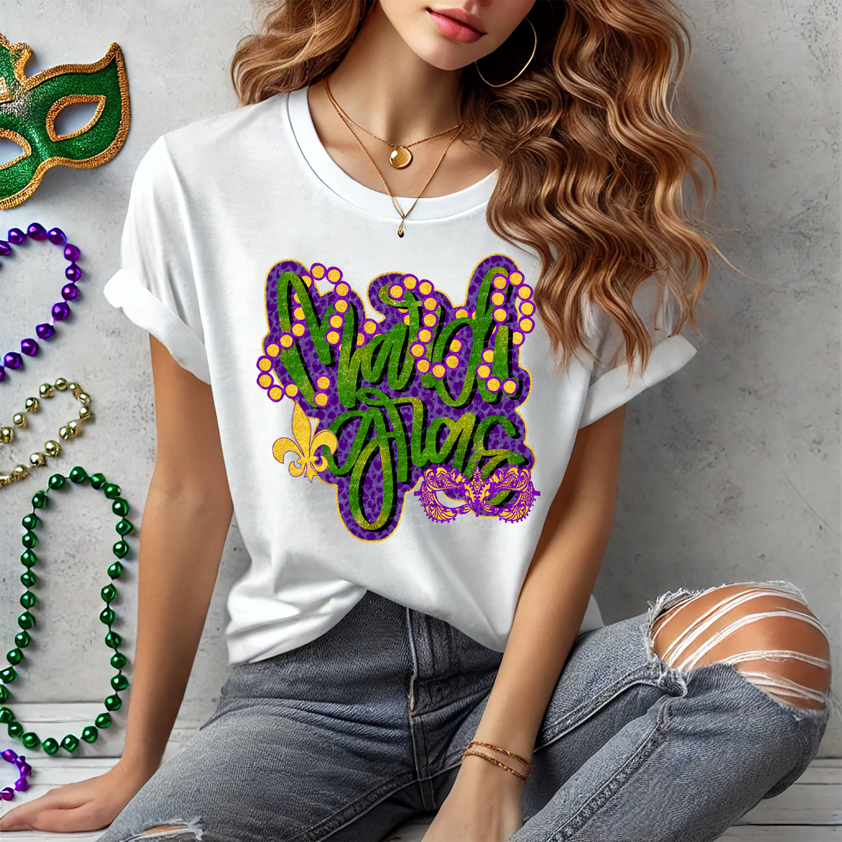 Mardi Gras Purple Green 81931 DTF Transfer