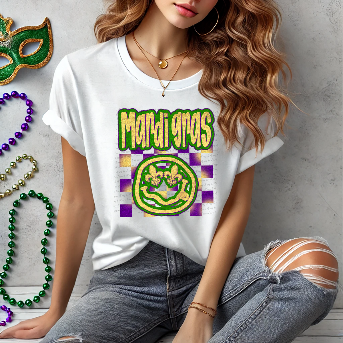 Mardi Gras Smiley 81933 DTF Transfer