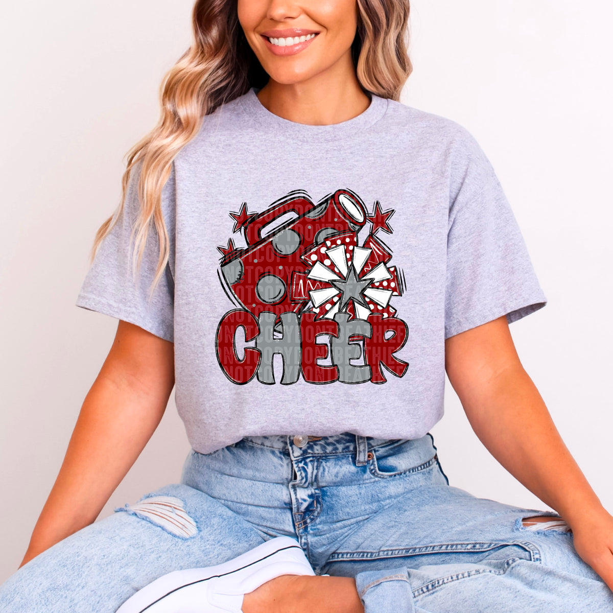 Cheer maroon and grey without frame (SDD) DTF transfer