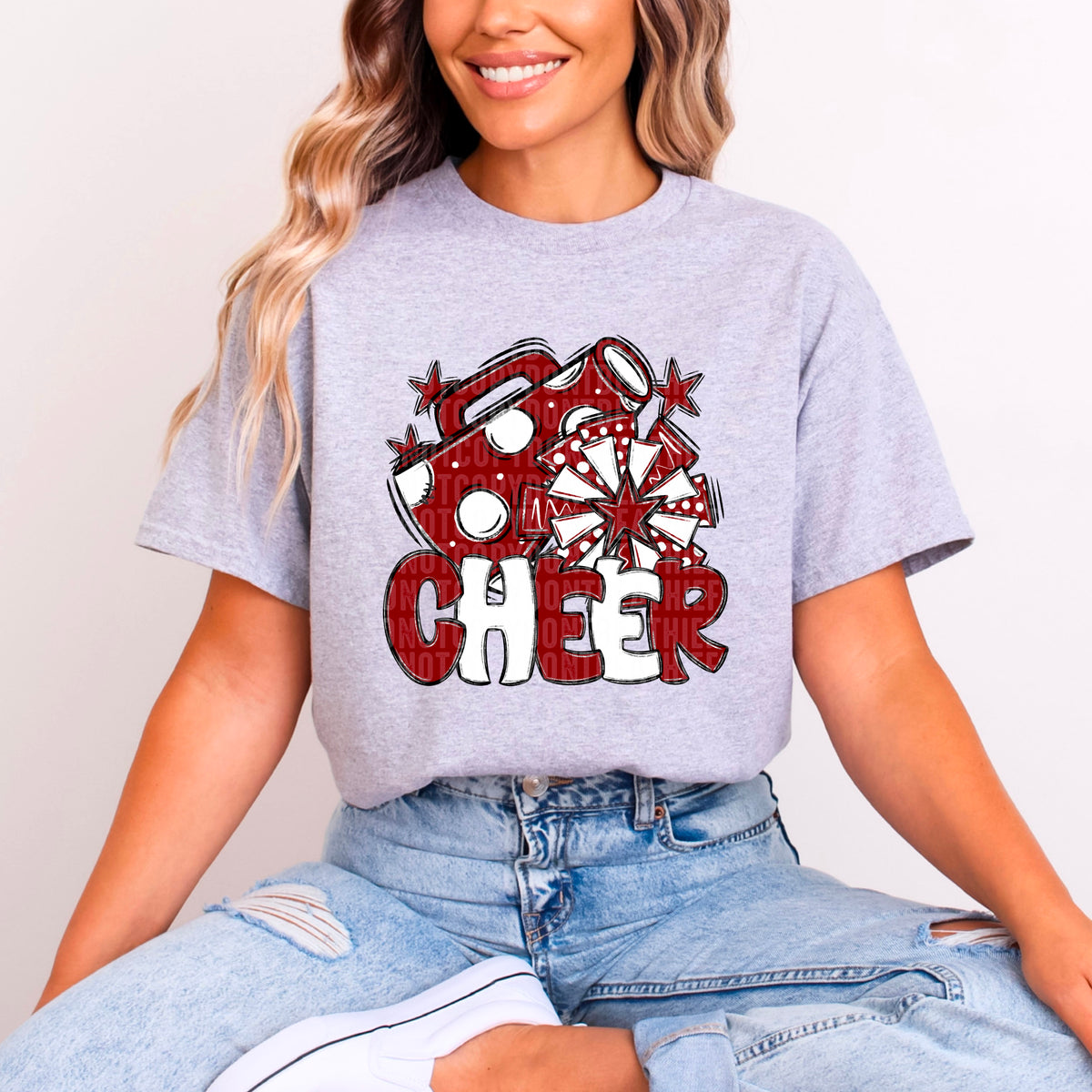 Cheer maroon and white without frame (SDD) DTF transfer