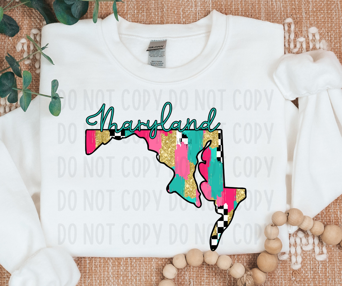 Maryland Brushstroke Checkered State (canvista) DTF transfer