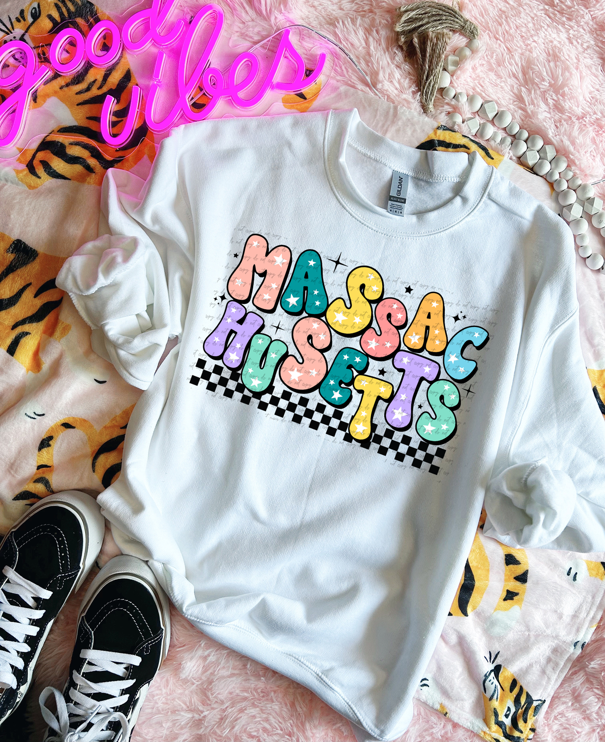 Massachusetts Colorful Groovy Font 89165 DTF Transfer