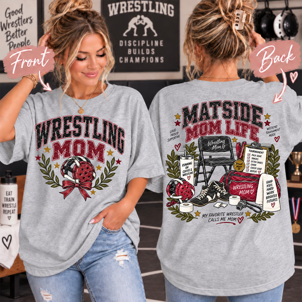 Matside mom life wrestling mom (BACK ONLY) (SDD) DTF Transfer