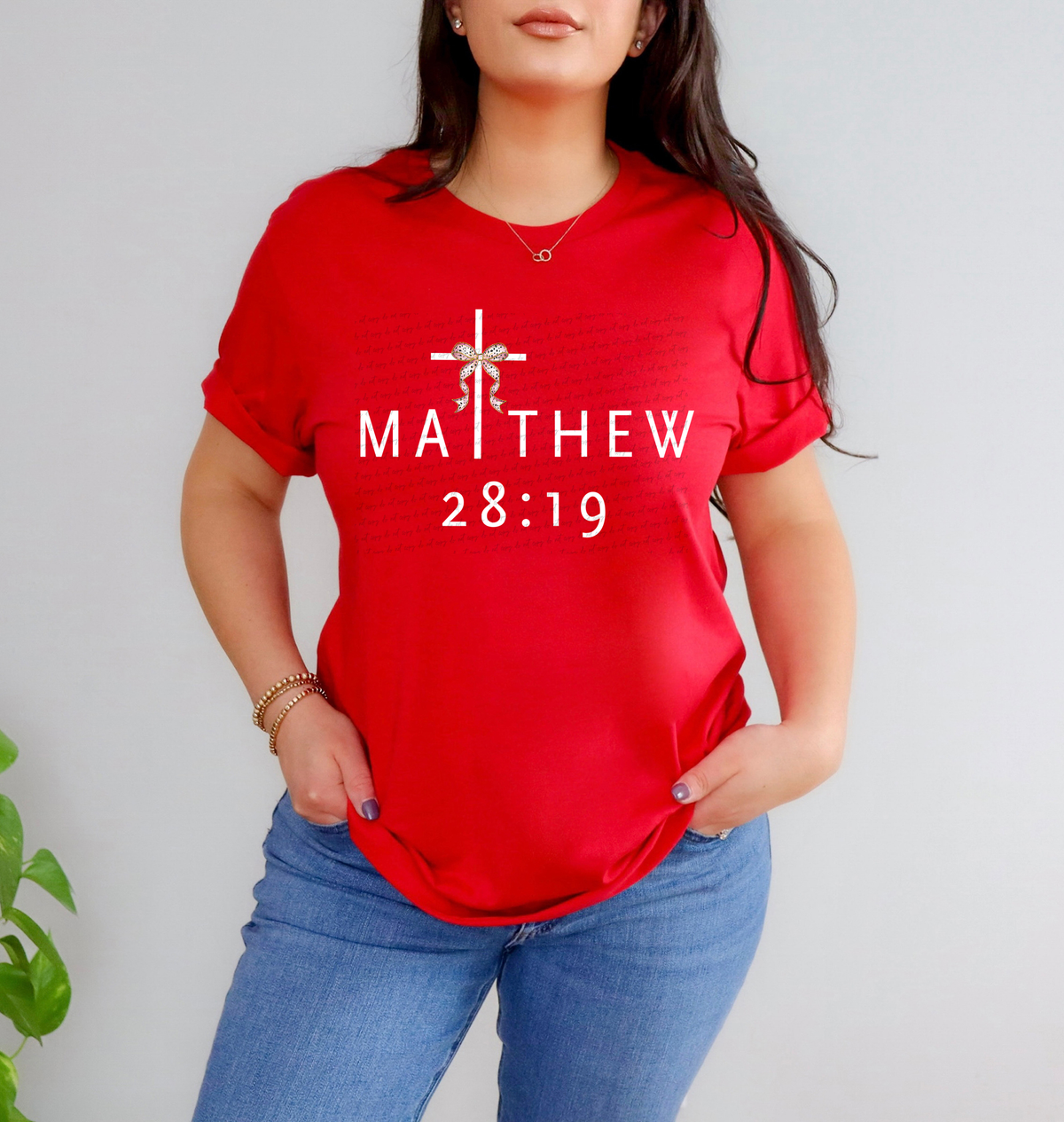 Matthew 28:19 Bow Cross White 76369 DTF Transfer