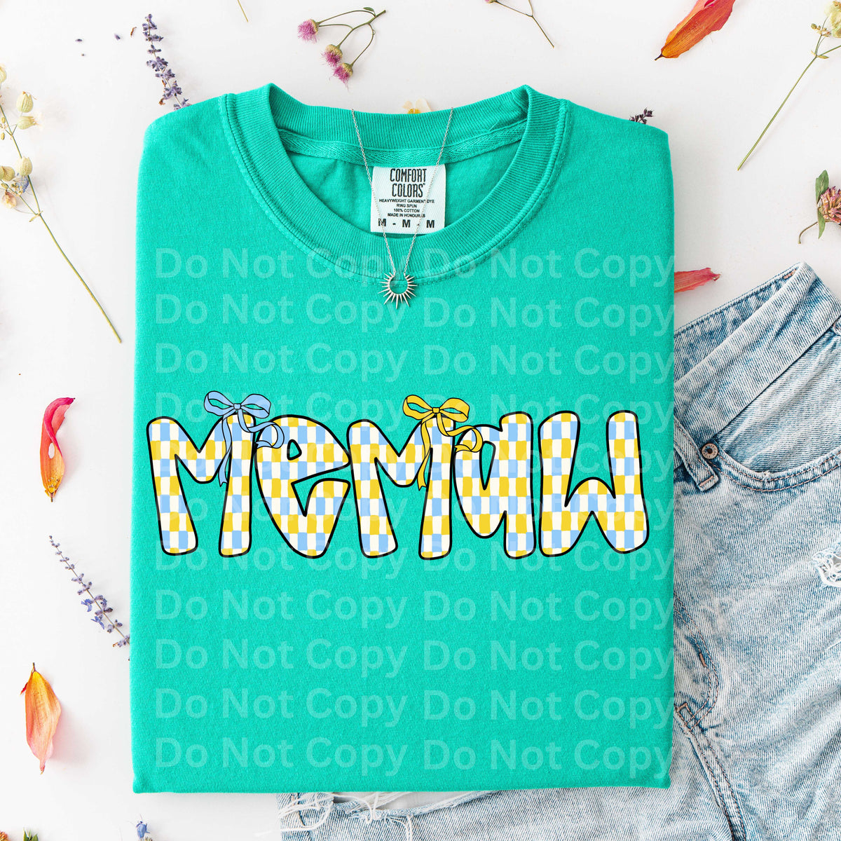 Memaw blue and yellow checkered (Irene) DTF Transfer