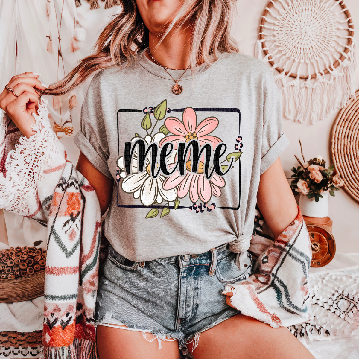 Meme Spring Floral Titles DTF transfer
