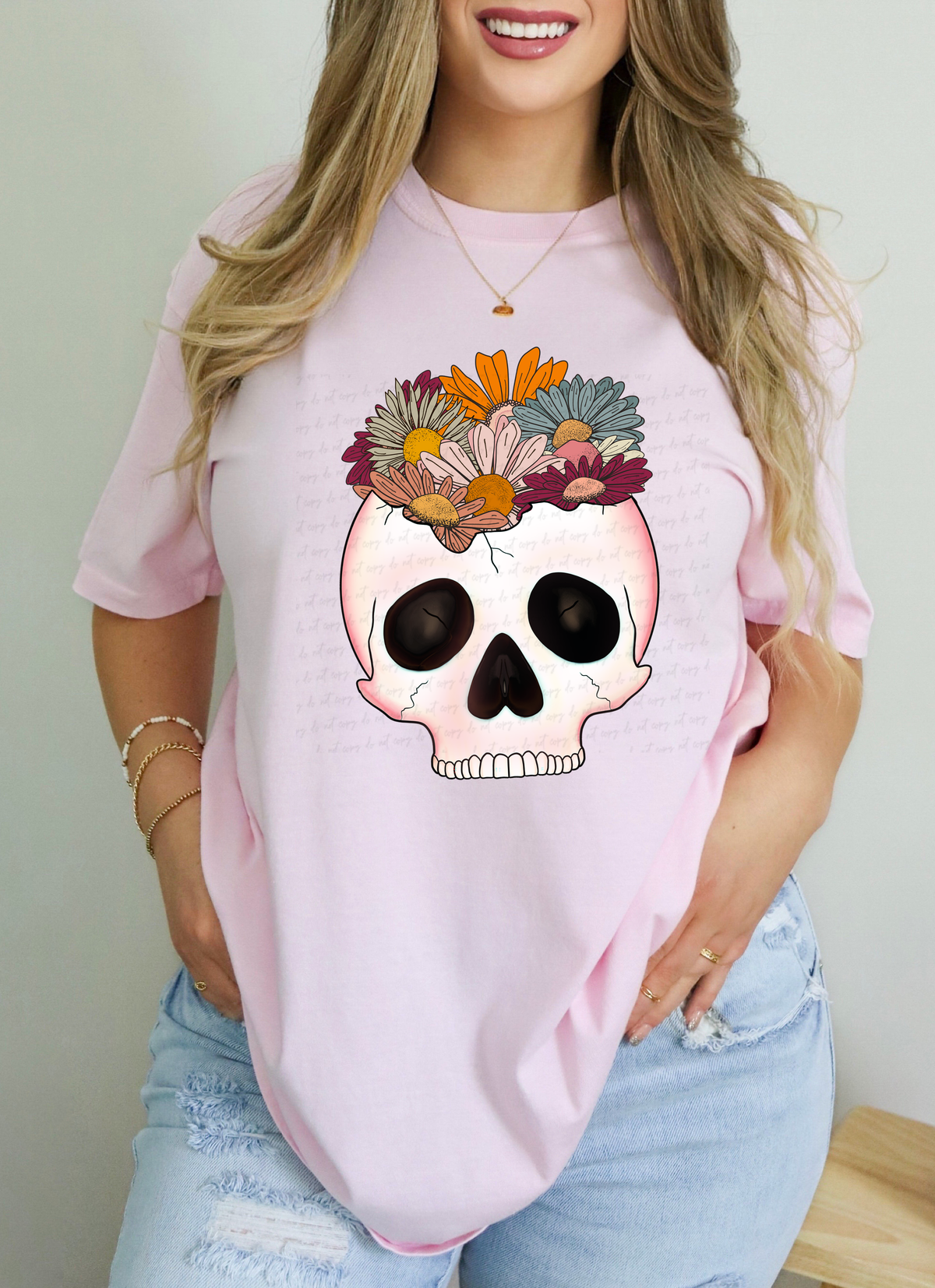 Mental Health State Of Mind Skull and Floral No Words 115184 DTF Transfer