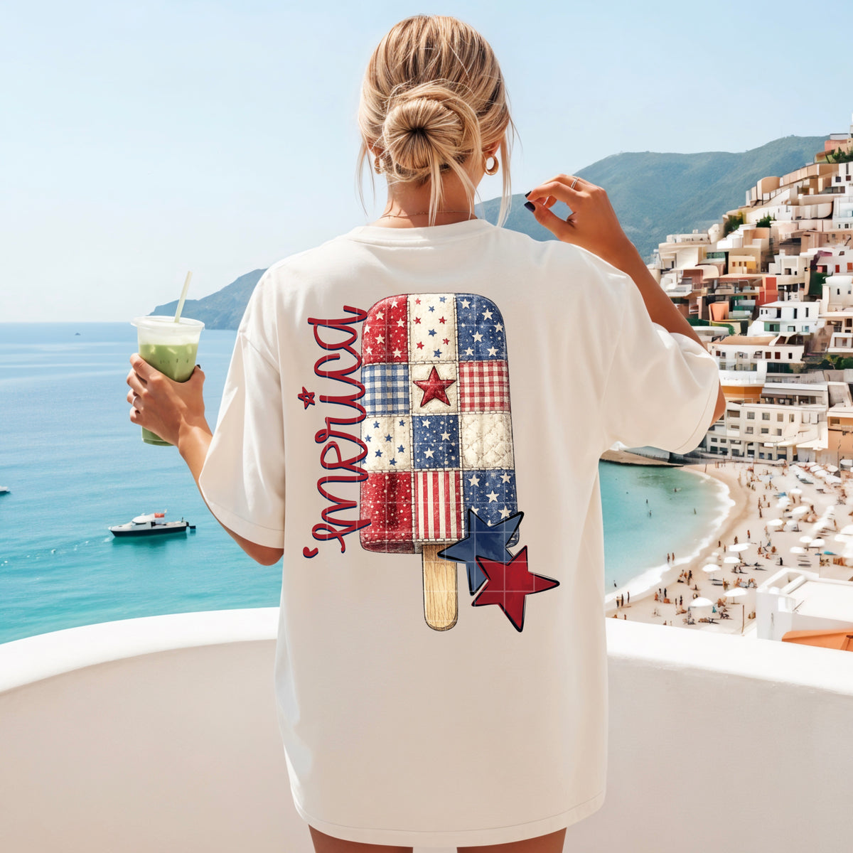 'Merica patchwork popsicle (SDD) DTF Transfer
