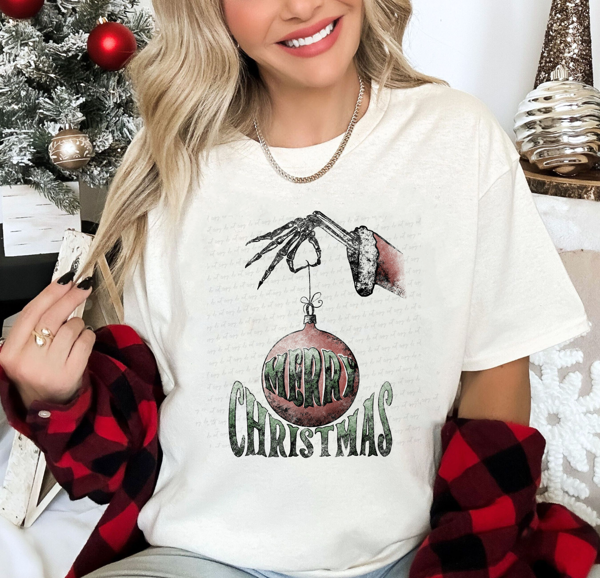 Merry Christmas Skellie Arm and Hand Ornament 114966 DTF Transfer