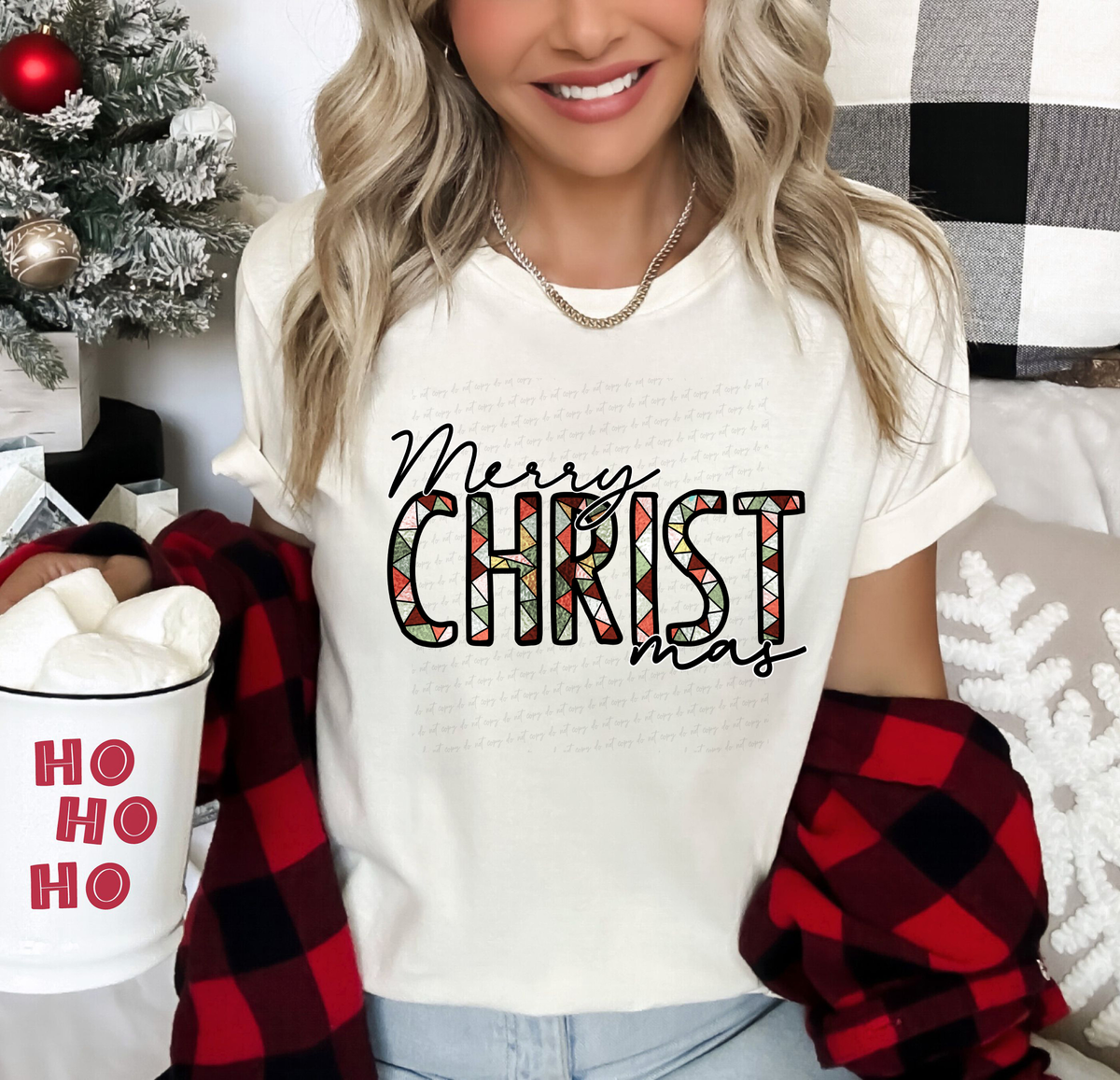 Merry Christmas Stained Glass Font 115888 DTF Transfer