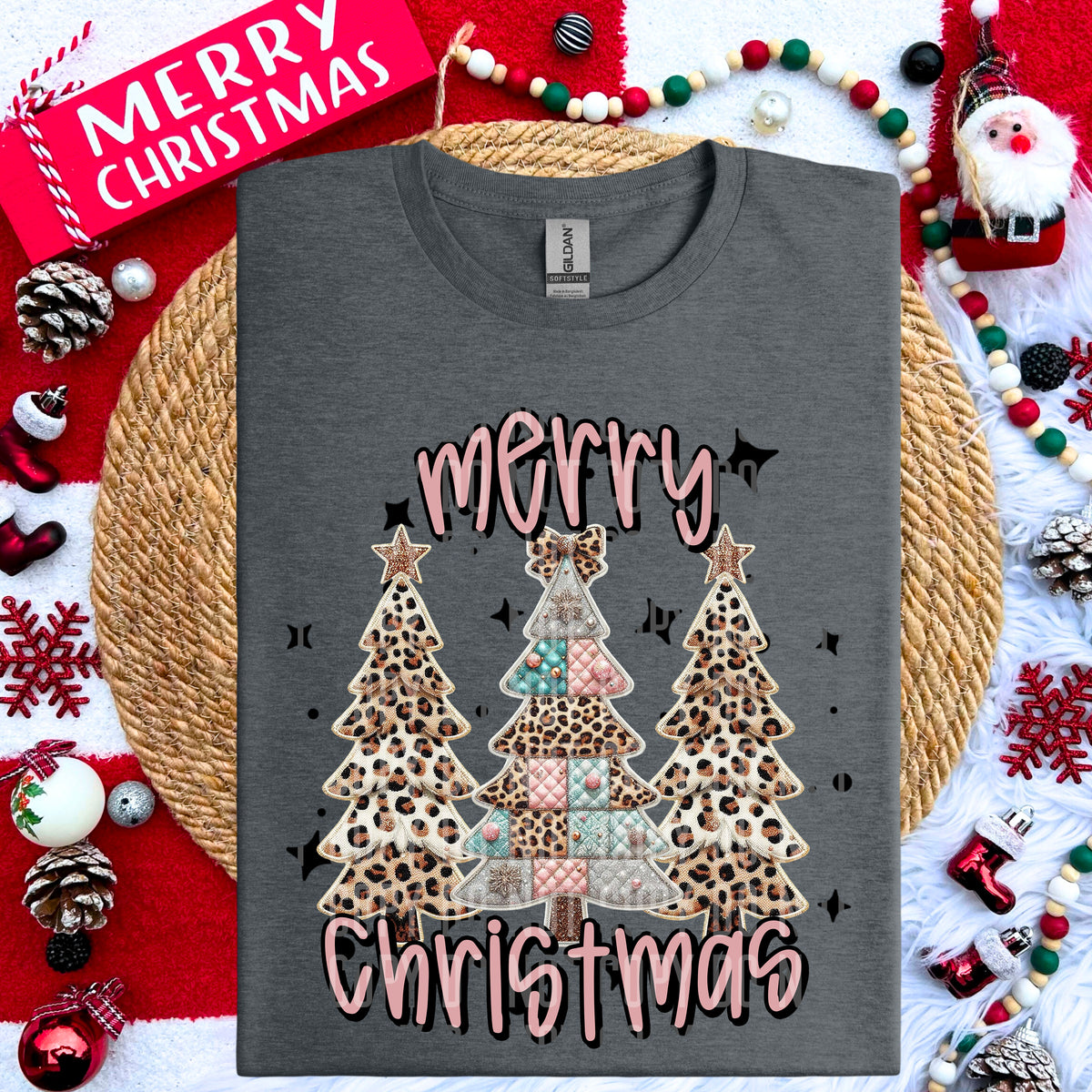 Merry Christmas Leopard Trees 69177 DTF transfer