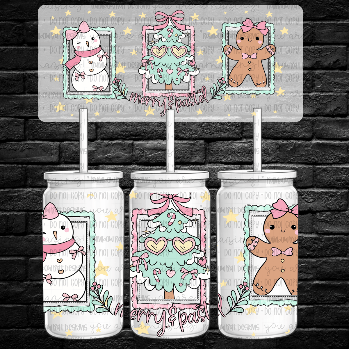 Merry & pastel stamp trio (RRD) UV DTF WRAP