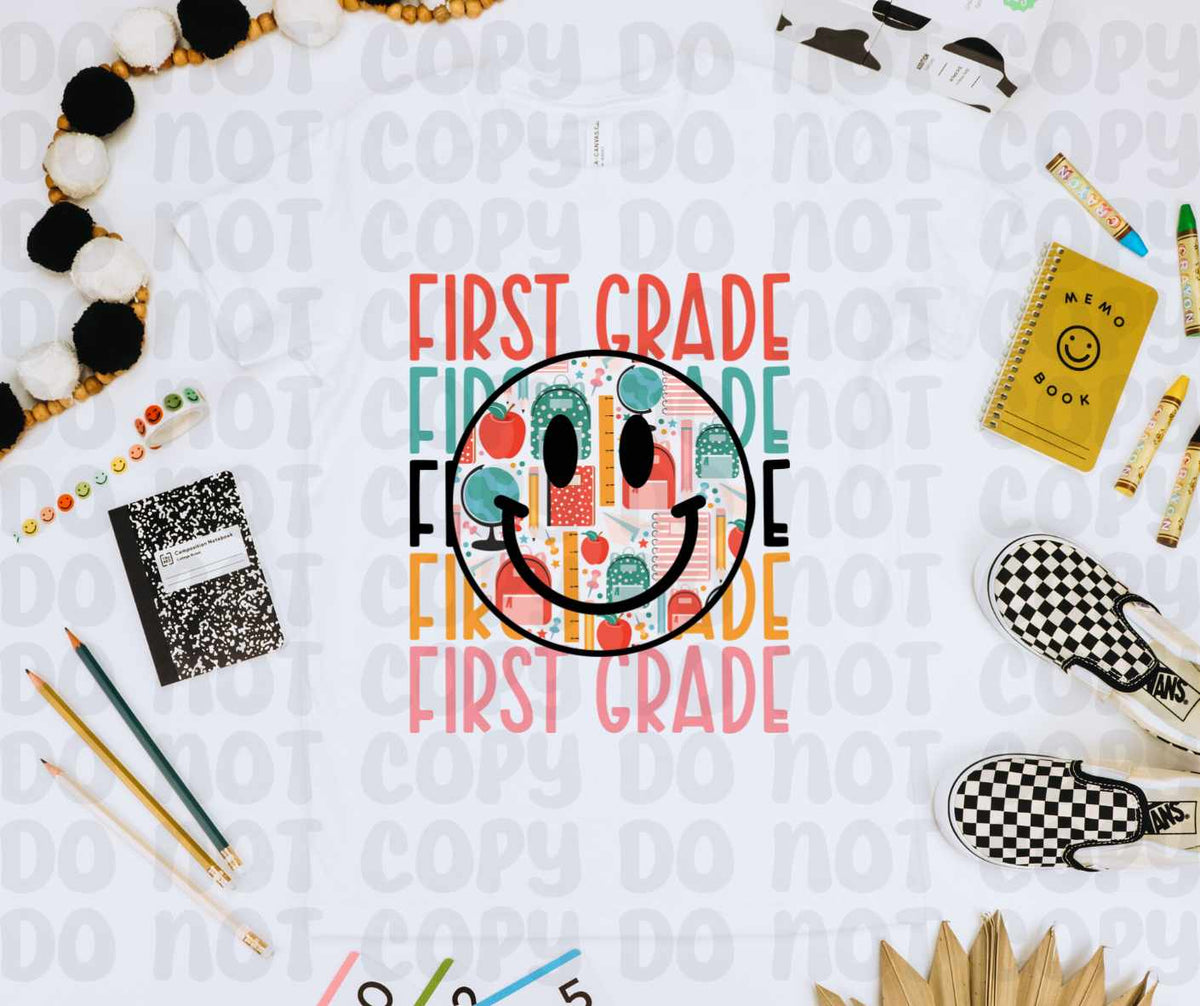 First grade stacked smiley (canvista) 43711 DTF transfer