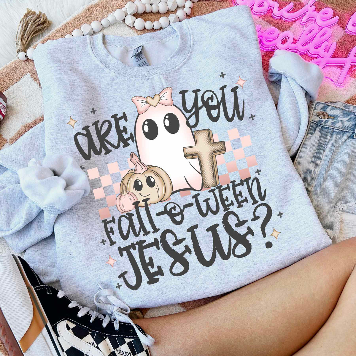 Are you fall-o-ween Jesus ghost cross pumpkin DTF transfer
