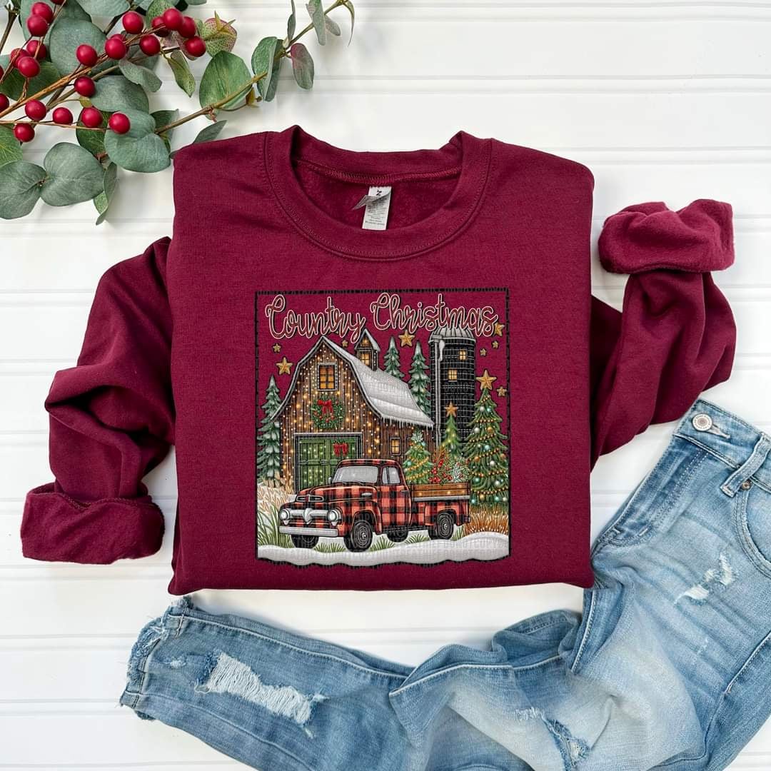 Country christmas plaid truck 43826 DTF TRANSFER