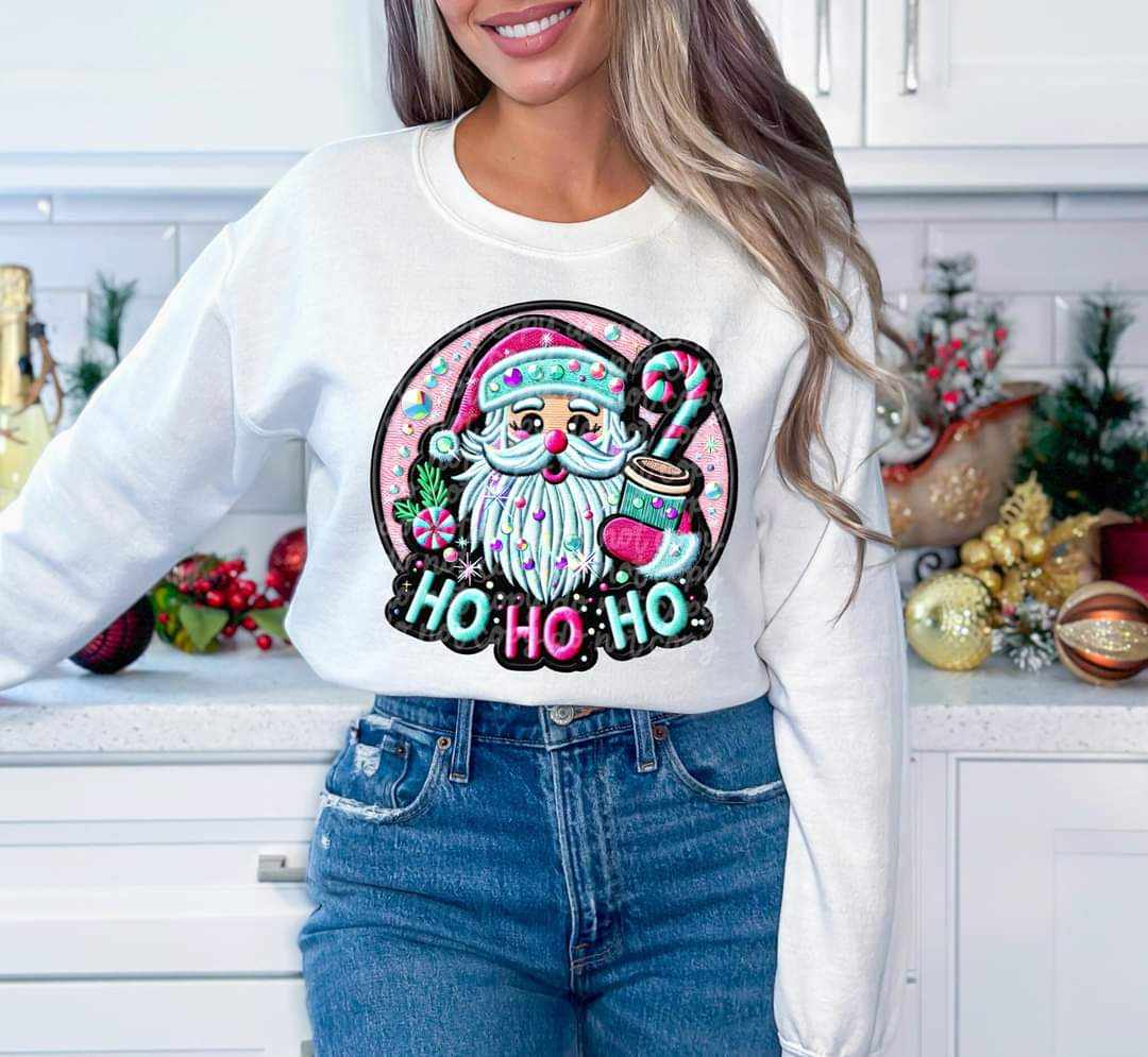 Ho ho ho santa pink and blue font (C's) 43998 DTF transfer
