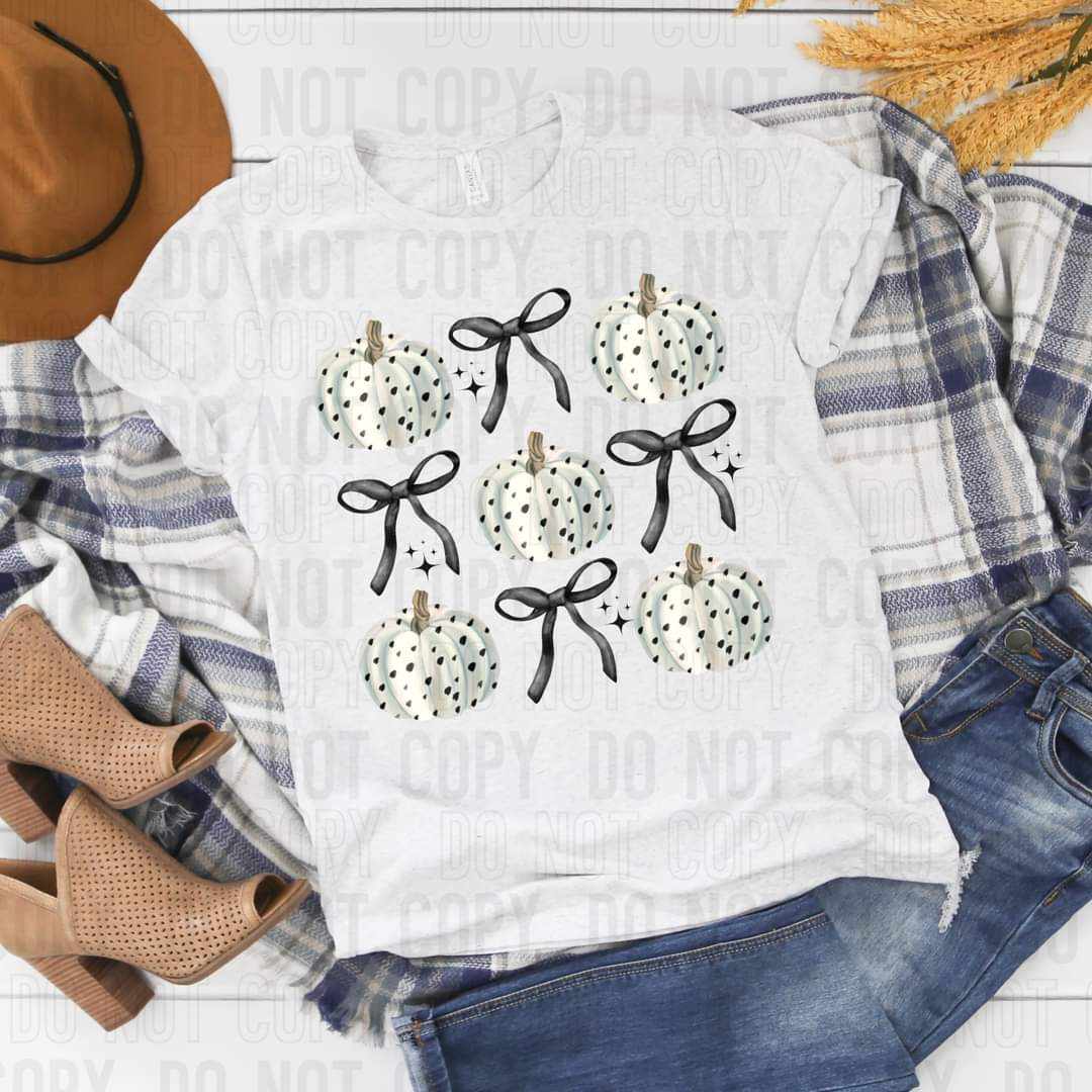 Polka dot pumpkins and bow collage (SBB) 44174 DTF transfer
