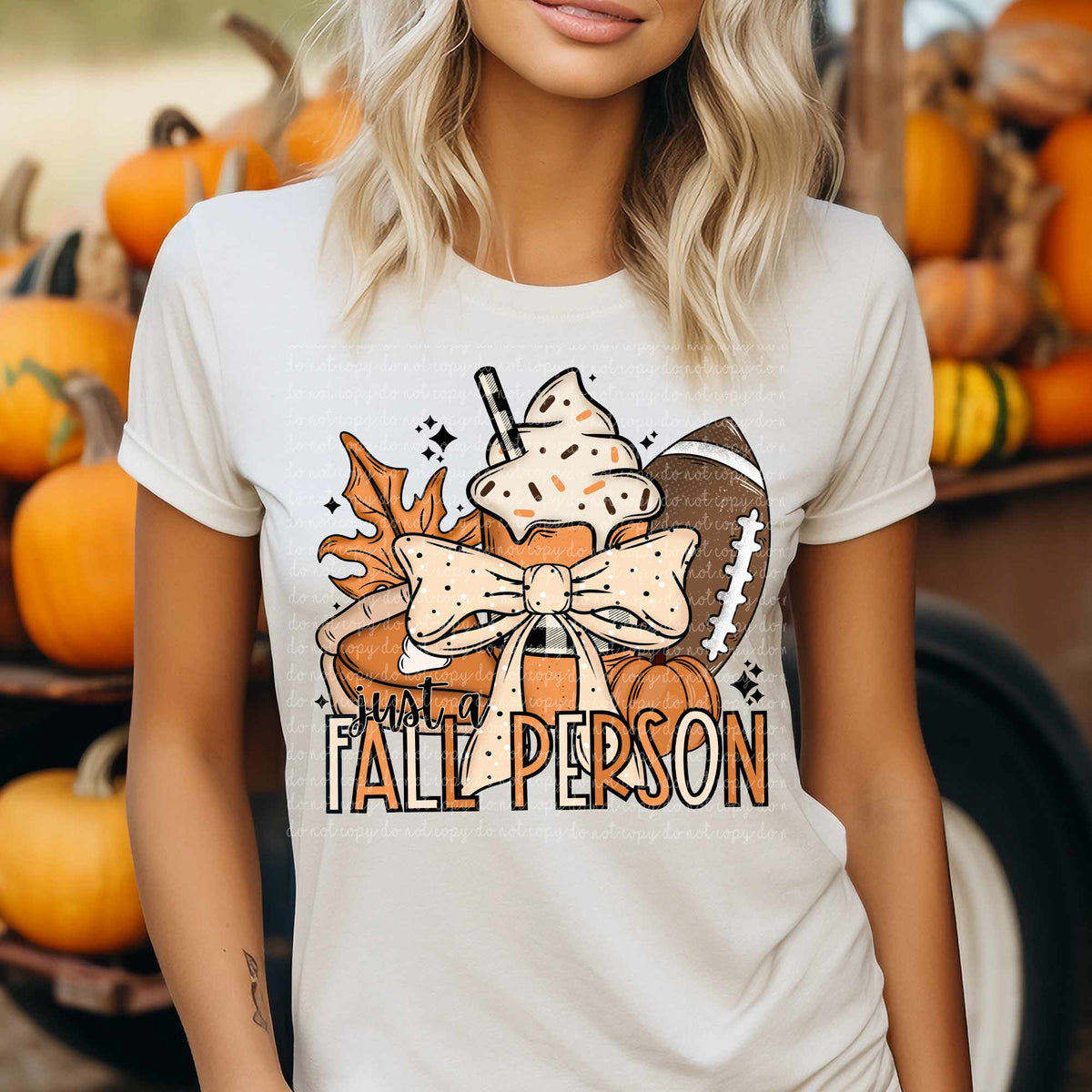 Just a fall person (pie, latte, football) 117256 DTF transfer