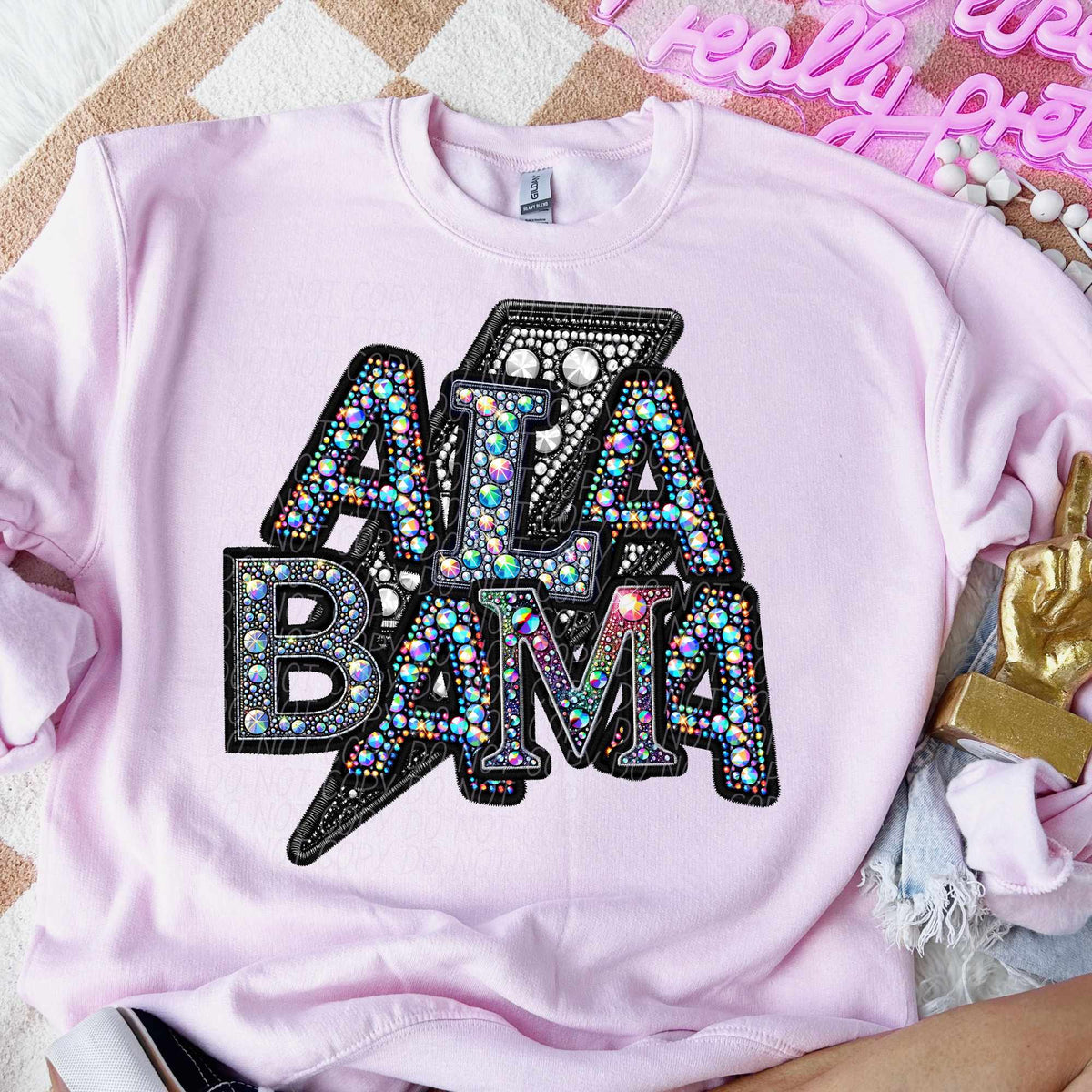 Alabama rhinestone lightning bolt (CITY) 44053 DTF transfer