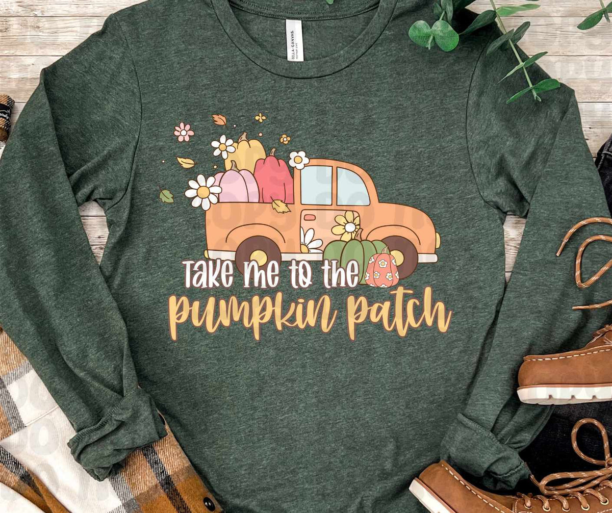 Take me to the pumpkin patch orange truck 49735 DTF transfer