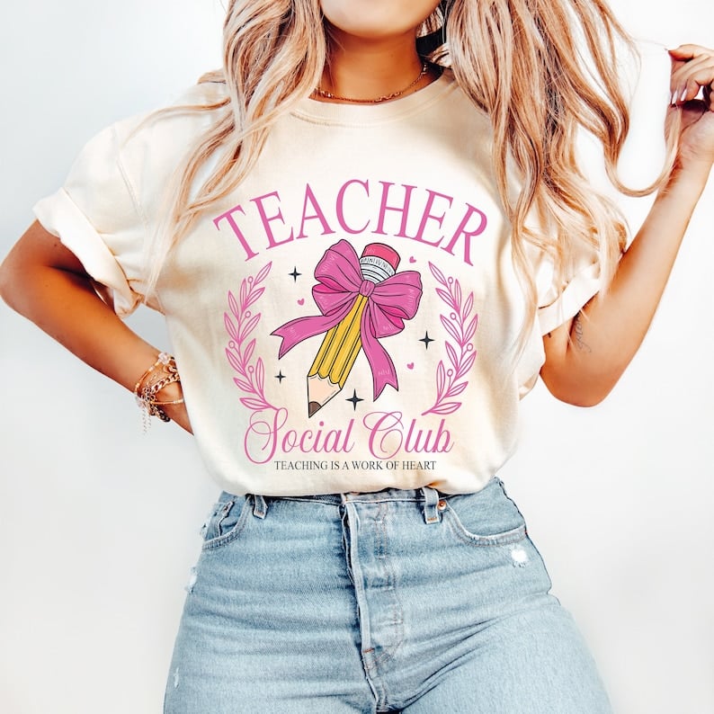 Teacher social club pink 43996 DTF transfer