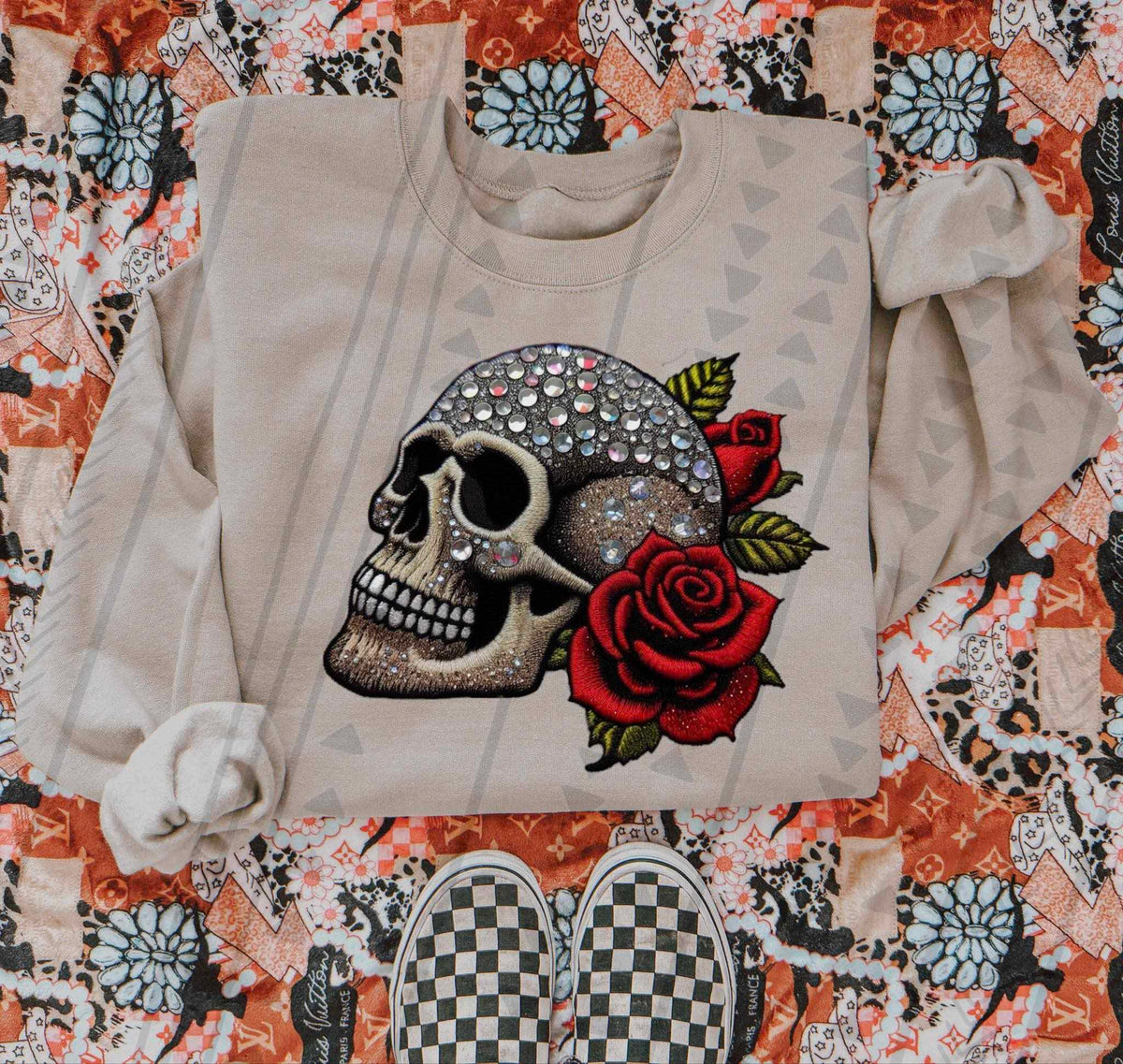Skull with red roses exclusive 43764 DTF transfer