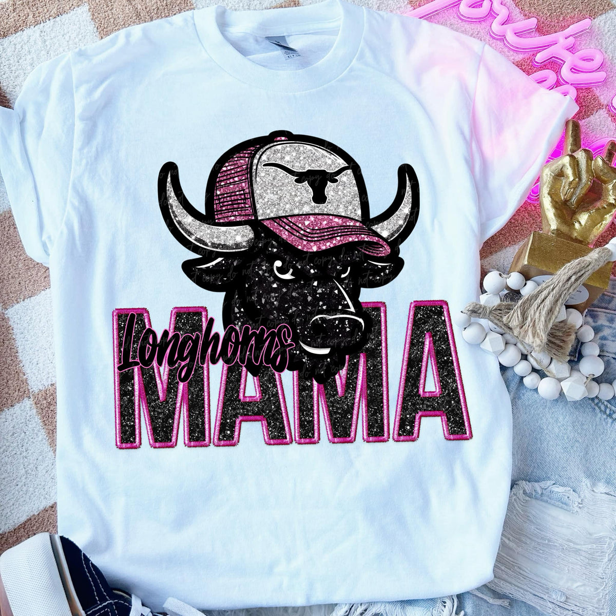 Longhorns mama PINK DTF transfers