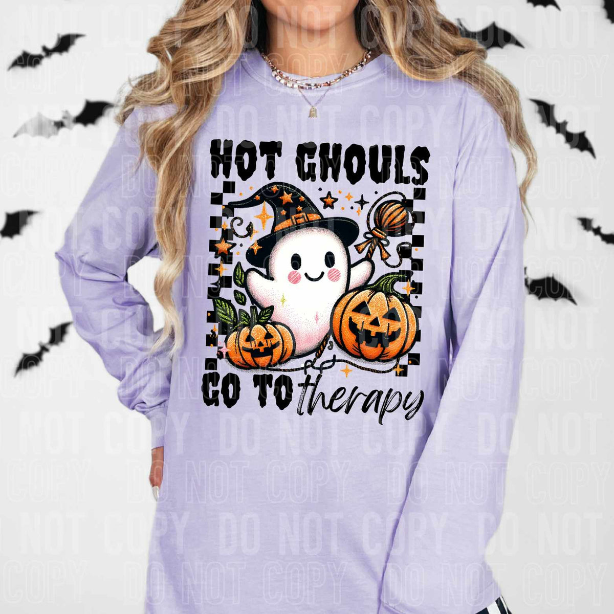 Hot ghouls go to therapy ghost and pumpkins 49730 DTF transfer