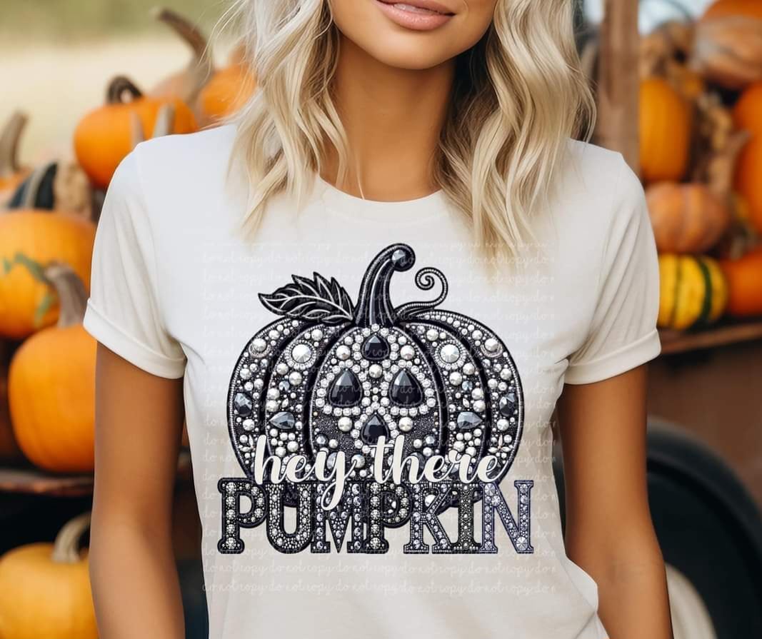 Hey there pumpkin rhinestone (CMLD) 43725 DTF transfer