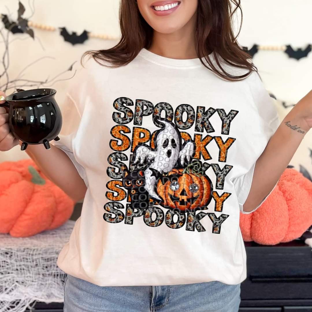 Spooky stacked pumpkin and ghost (HW) 43827 DTF TRANSFER