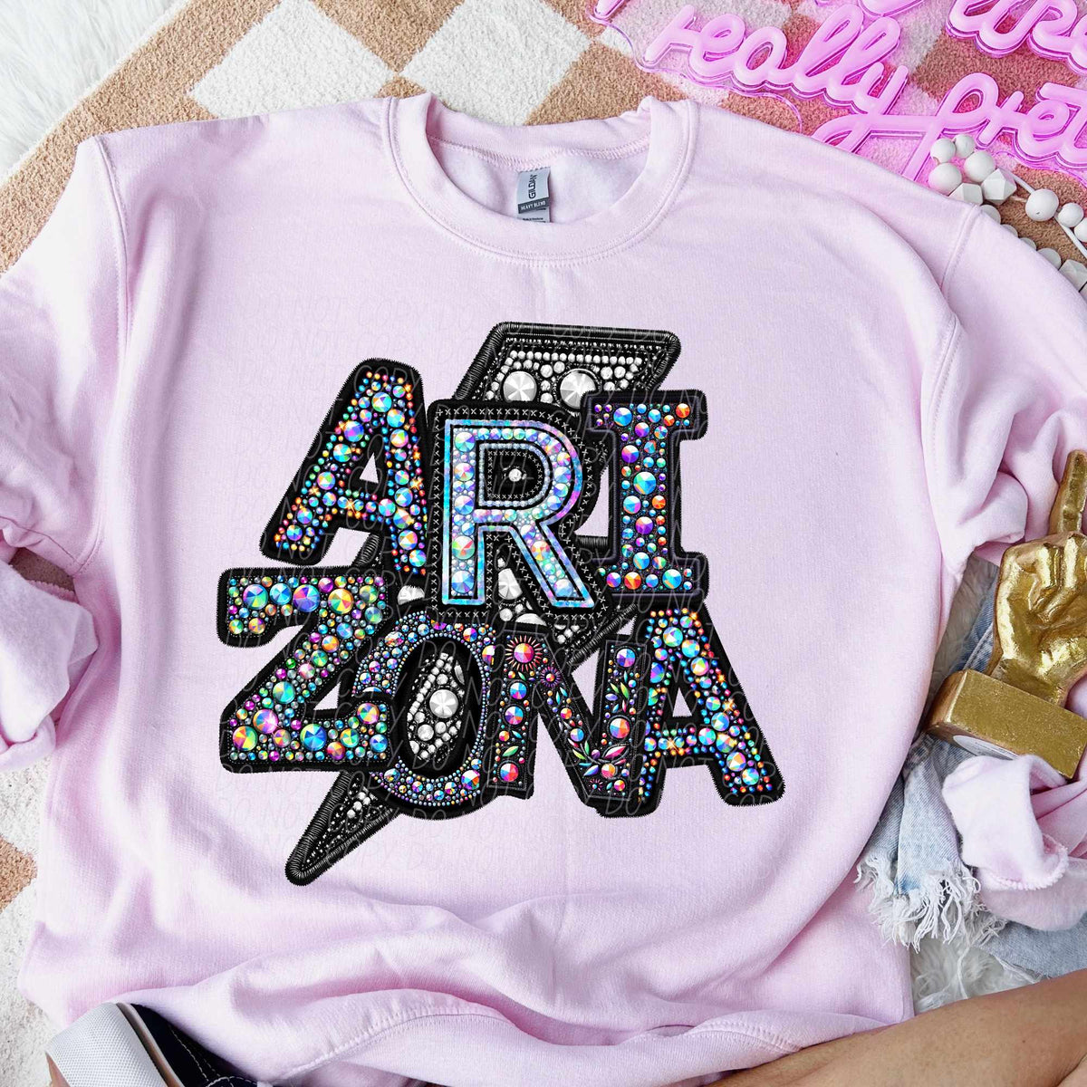 Arizona rhinestone lightning bolt (CITY) 44064 DTF transfer