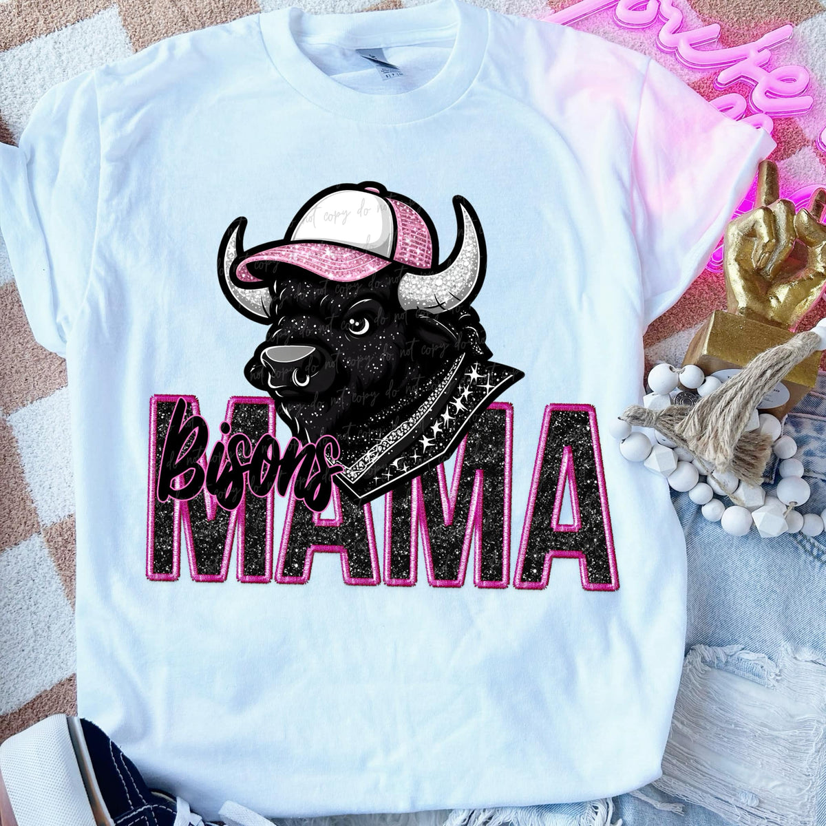 Bisons mama PINK DTF transfers