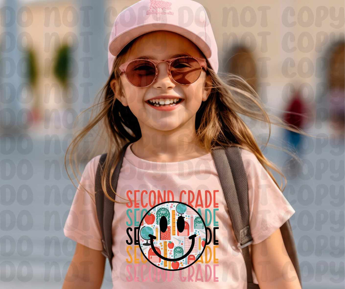 Second grade stacked smiley (canvista) 43705 DTF transfer
