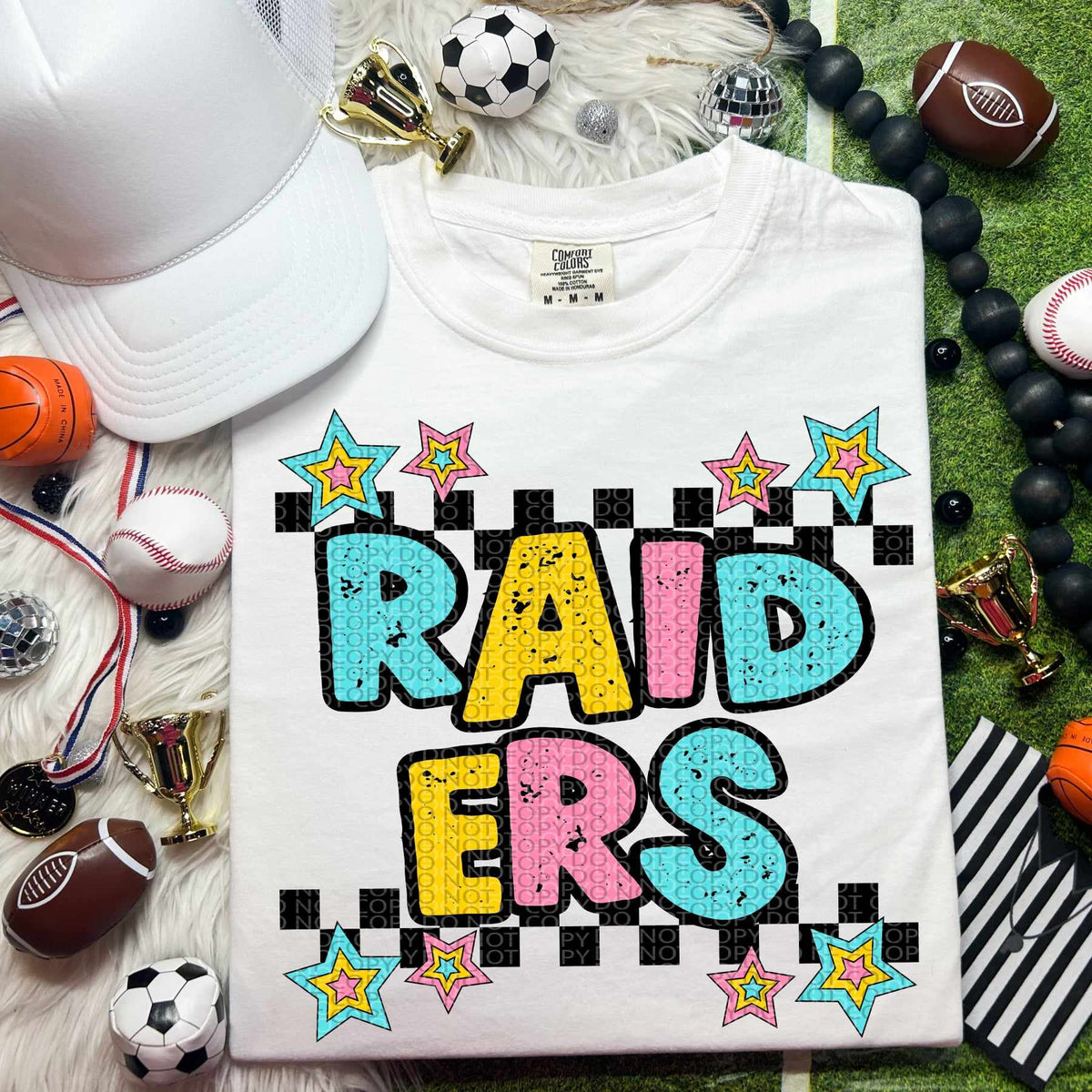 Raiders blue yellow pink 44413 DTF transfer