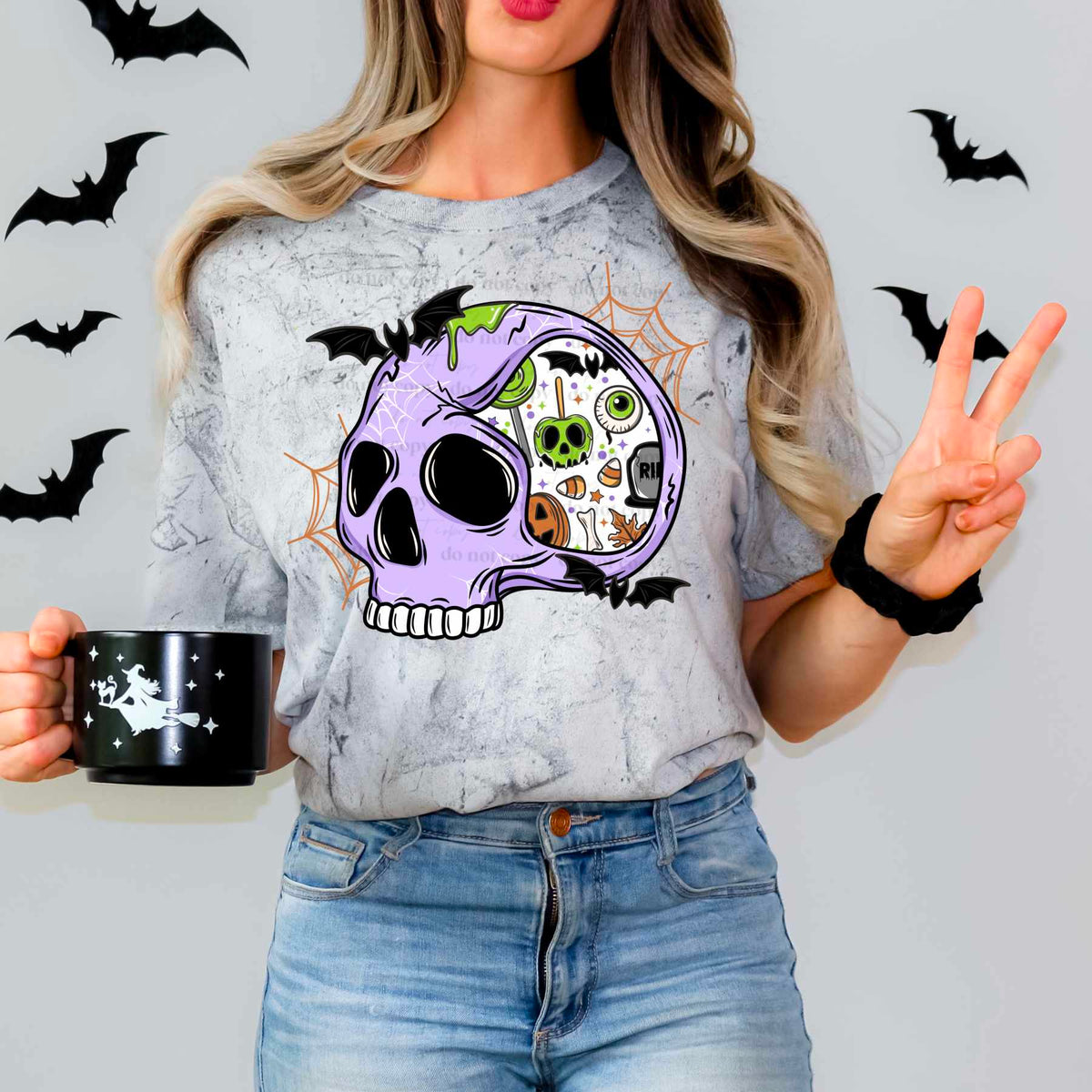 Purple halloween skull (CSC) 44877 DTF transfer