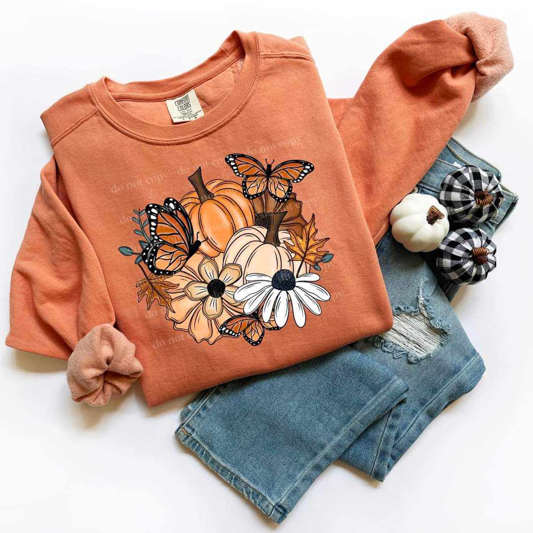 Pumpkin and butterfly cluster (CSC) 44194 DTF transfer