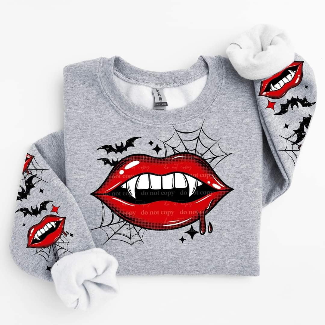 Vampire lips black webs and bats FRONT (CSC) 43949 DTF TRANSFER
