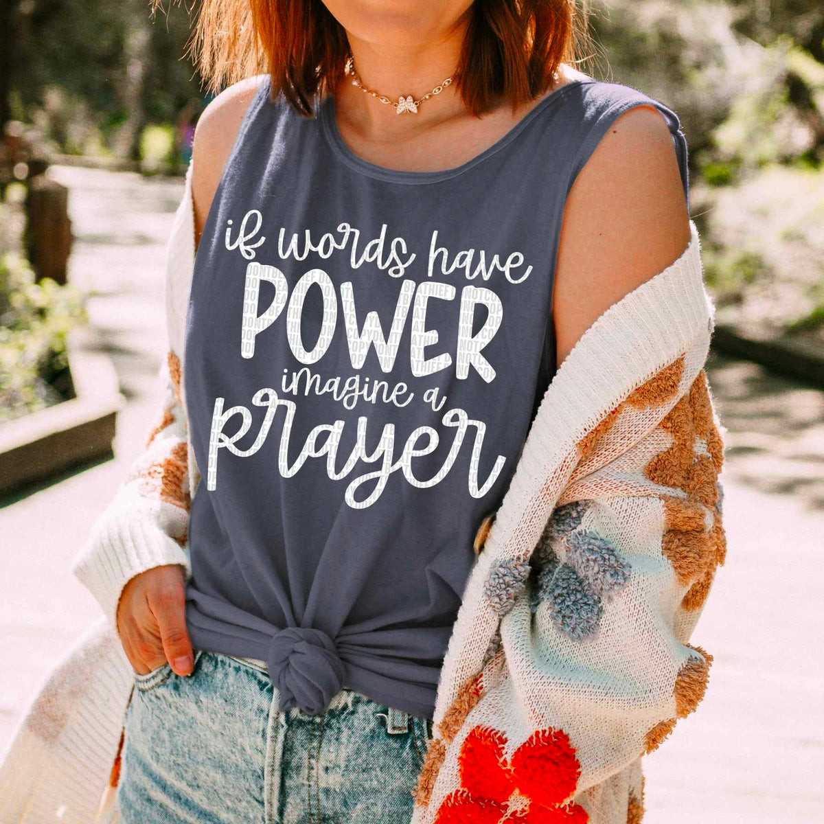 If words have power imagine a prayer white 50681 DTF transfer