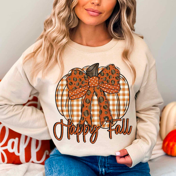 Happy fall orange plaid pumpkin 44005 DTF transfer