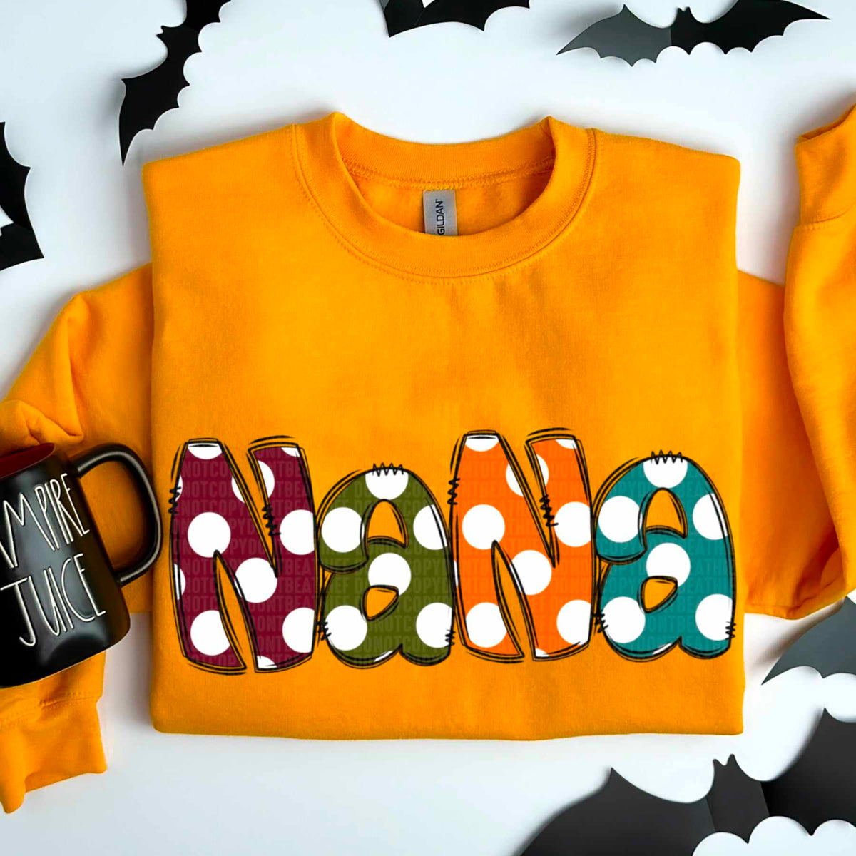 Nana polka dots fall colors 52073 DTF transfer