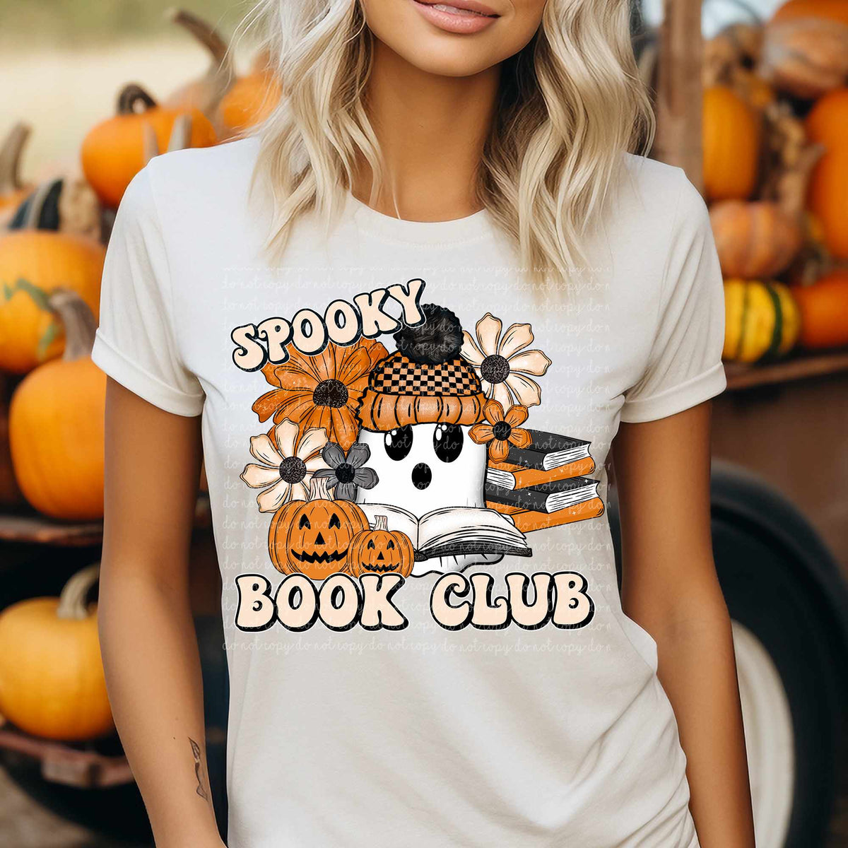 Spooky book club ghist boggin florals DTF transfer