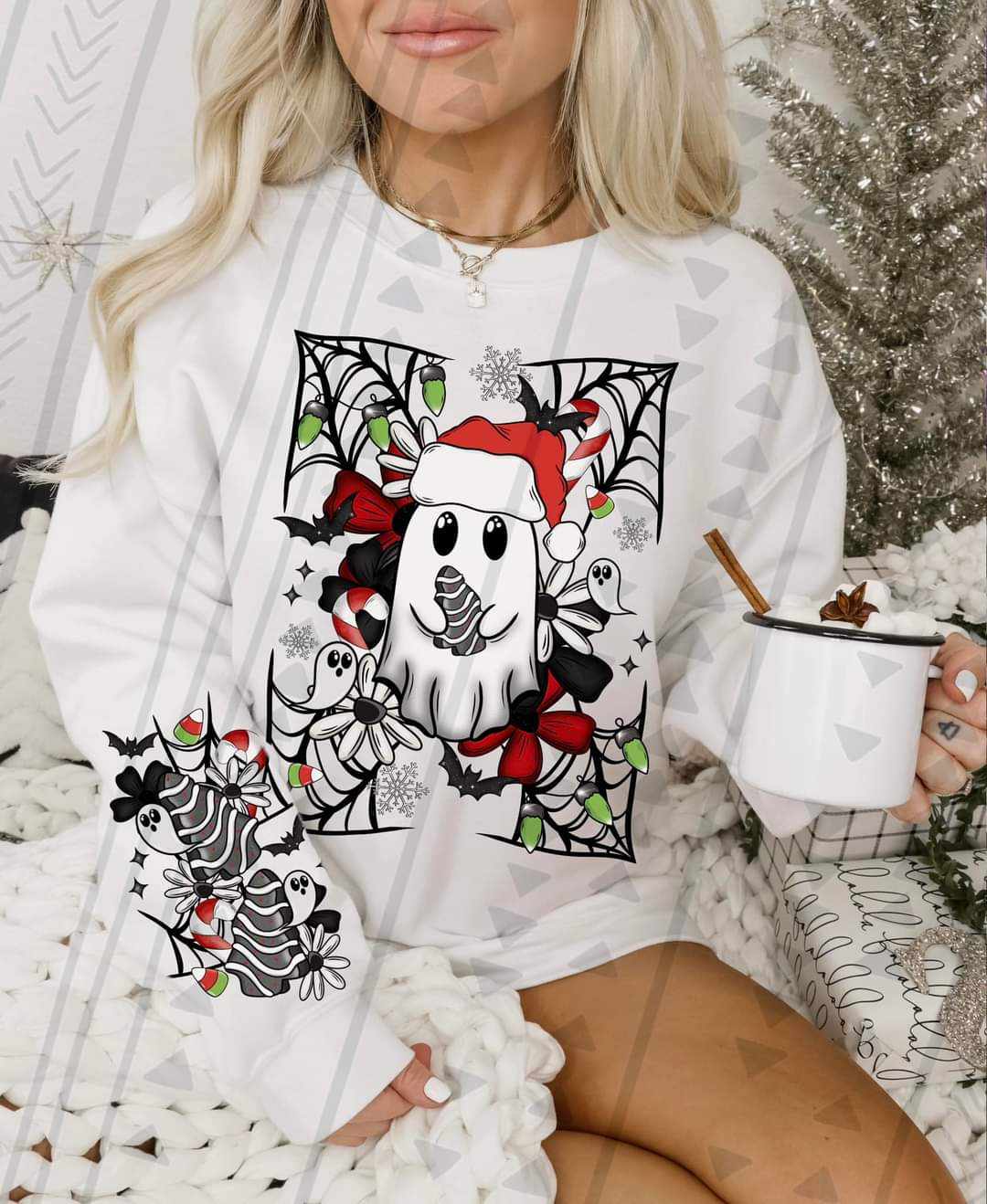 Spooky christmas ghost FRONT ONLY 50266 DTF transfer