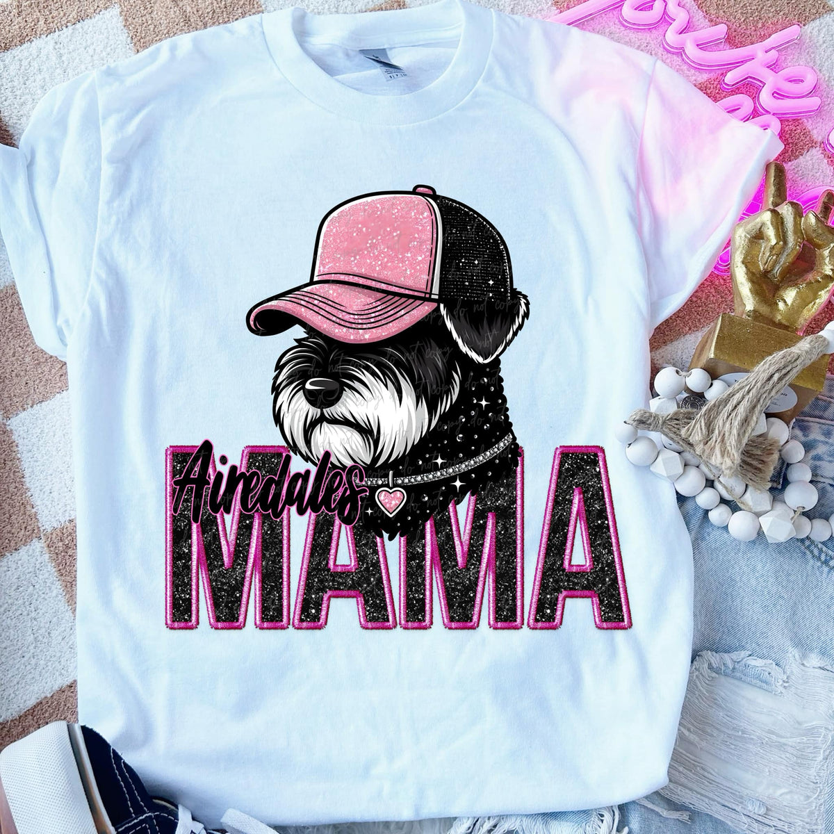 Airedales  mama PINK DTF transfers