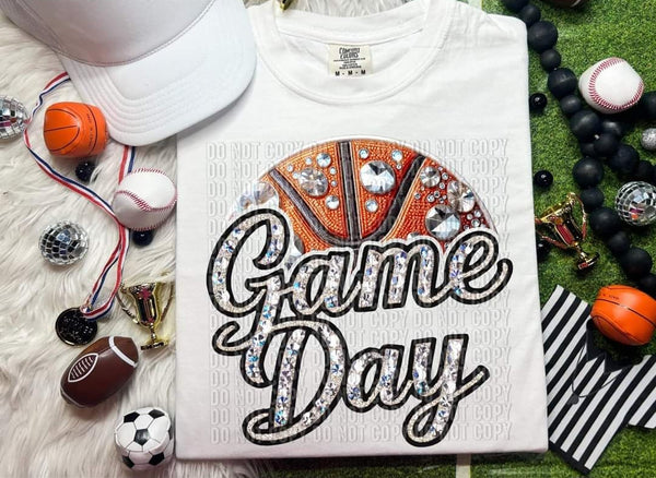 Game day basketball with rhinestones (CRAFTI) 50324 DTF transfer