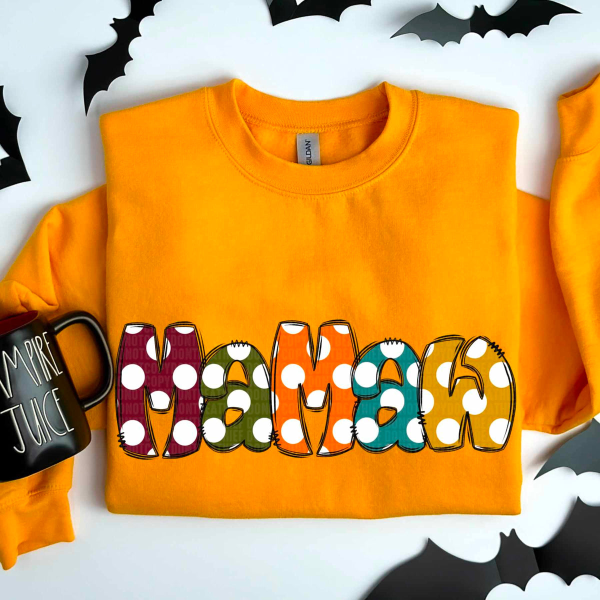 Mamaw polka dots fall colors 52072 DTF transfer